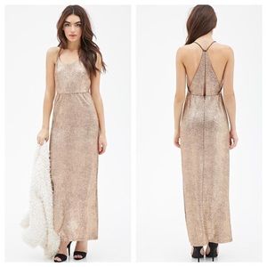 Rose Gold Shimmering Maxi Dress